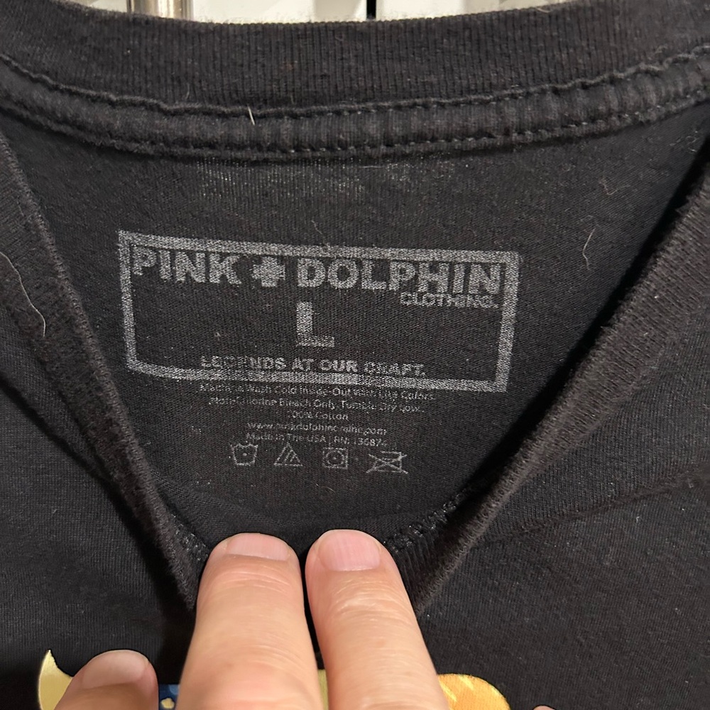 Pink Dolphin Black Graphic T-Shirt - Picture 3 of 3